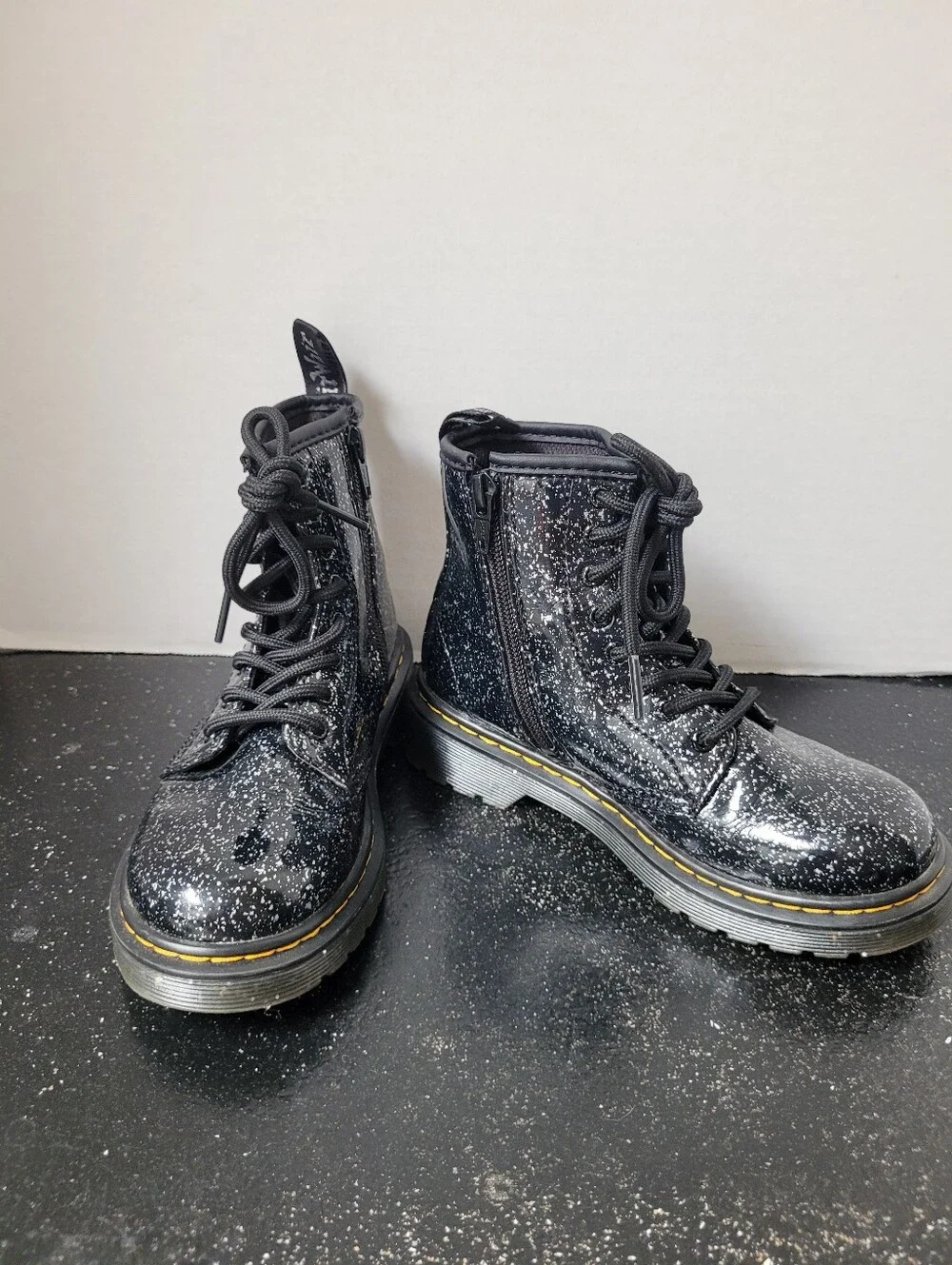 Dr Martens Black and Silver Glitter Boots